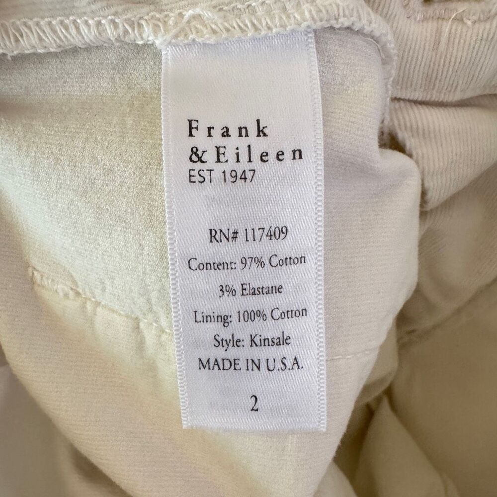 Frank & Eileen Kinsale Pants Size 2 White Raw Hem Cotton Micro Corduroy Stretch - Picture 12 of 16